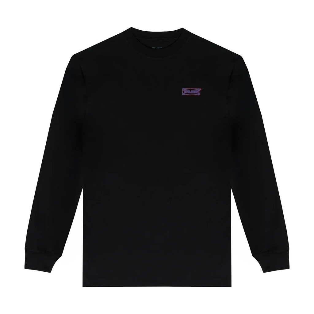 CAMISETA PLANO C - LONG SLEEVE LOGOS PRETA