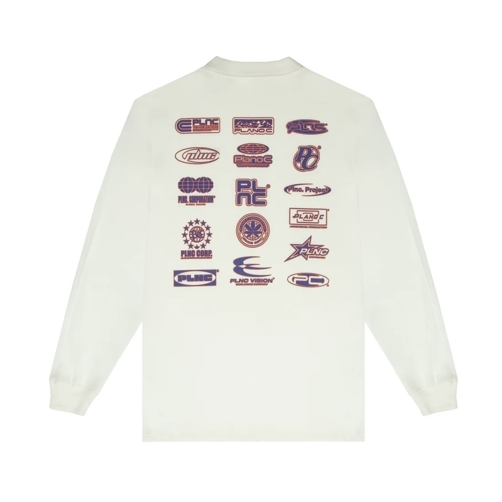 CAMISETA PLANO C - LONG SLEEVE LOGOS BEGE