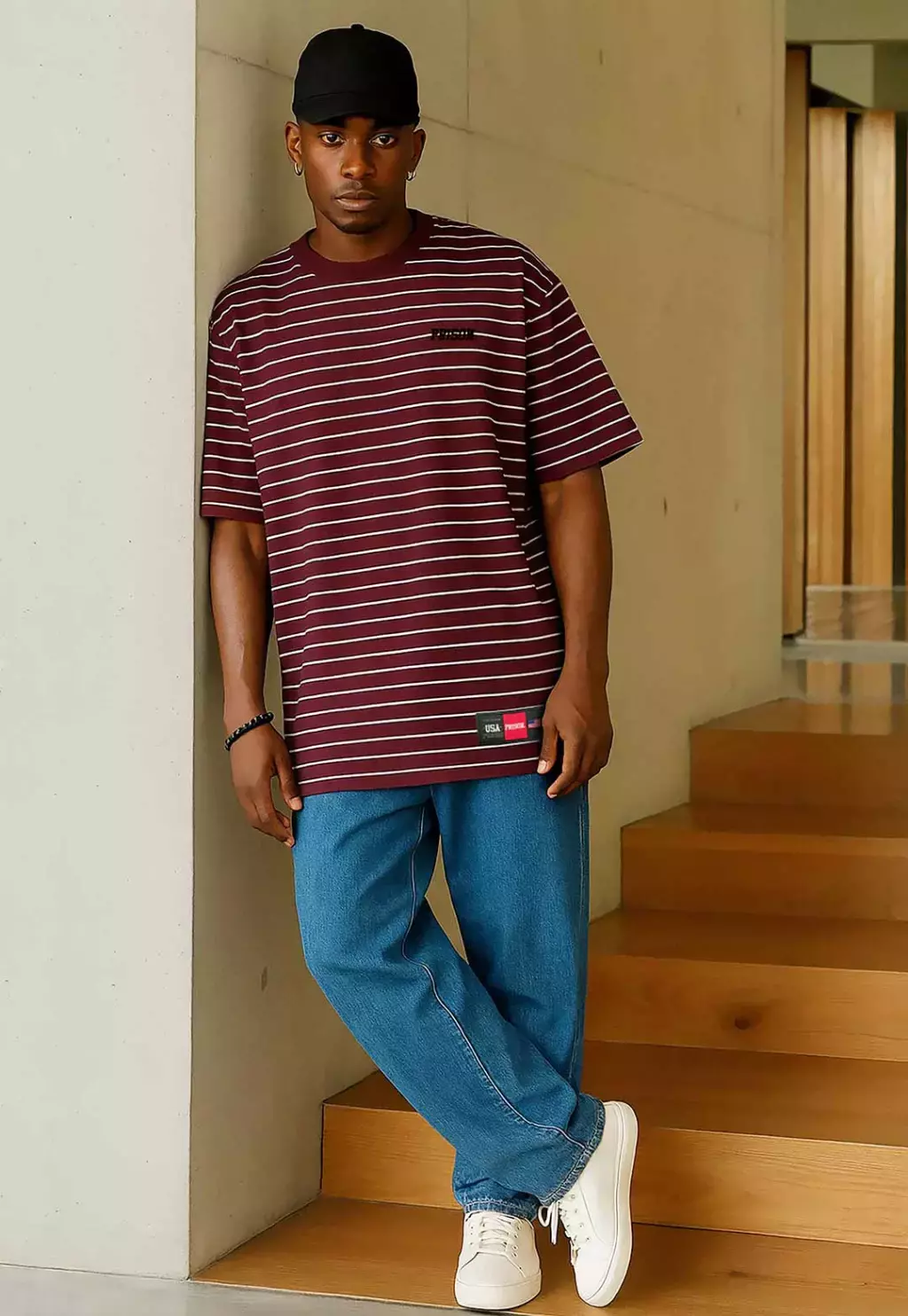 CAMISETA PRISON - STRIPED VINHO