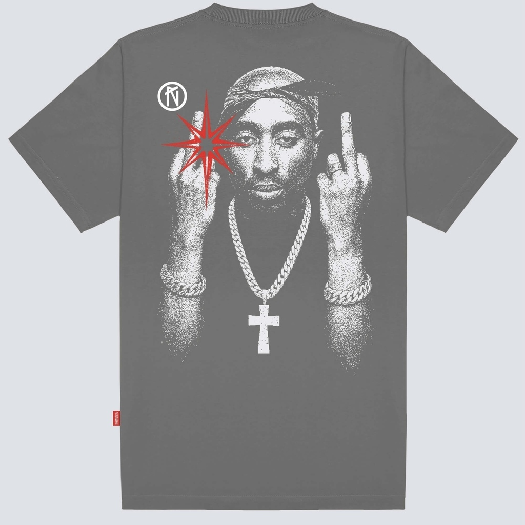 CAMISETA CHRONIC - TUPAC DOUBLE CINZA